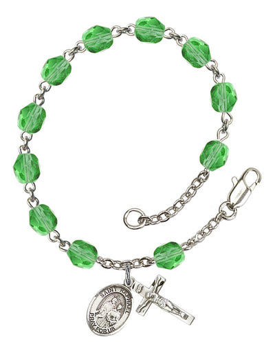 Saint Raphael the Archangel Engravable Rosary Bracelet with Peridot Beads