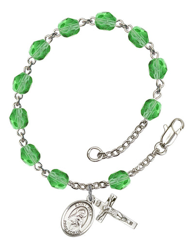 Saint Rita of Cascia Engravable Rosary Bracelet with Peridot Beads