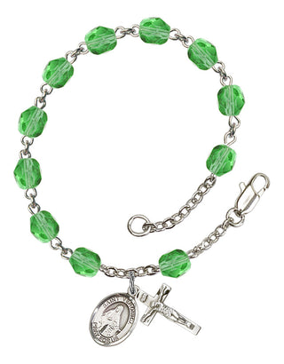 Saint Veronica Engravable Rosary Bracelet with Peridot Beads