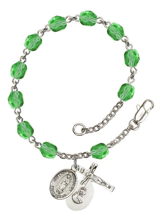 Our Lady of Guadalupe Engravable Rosary Bracelet with Peridot Beads