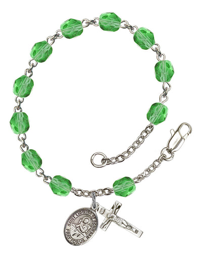 Saint Lidwina of Schiedam Engravable Rosary Bracelet with Peridot Beads