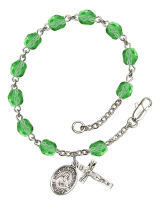 Saint Bede the Venerable Engravable Rosary Bracelet with Peridot Beads