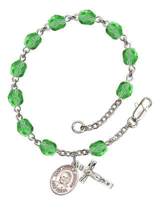 Saint Arnold Janssen Engravable Rosary Bracelet with Peridot Beads