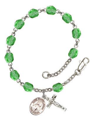 Saint Jeanne Jugan Engravable Rosary Bracelet with Peridot Beads