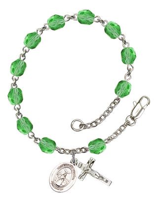 Saint Medard of Noyon Engravable Rosary Bracelet with Peridot Beads