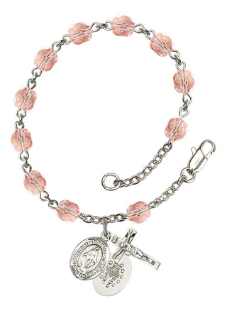 Miraculous Engravable Rosary Bracelet with Pink Beads