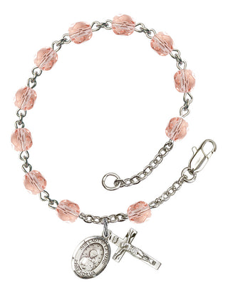 Our Lady of la Vang Engravable Rosary Bracelet with Pink Beads