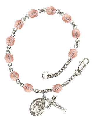 Saint Stanislaus Engravable Rosary Bracelet with Pink Beads