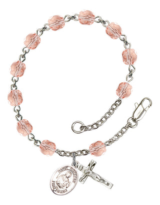 Saint Norbert of Xanten Engravable Rosary Bracelet with Pink Beads