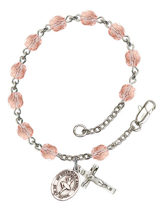Guardian Angel and Dance Rosary Bracelet with Pink Beads