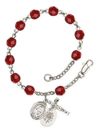 Miraculous Engravable Rosary Bracelet with Ruby Beads