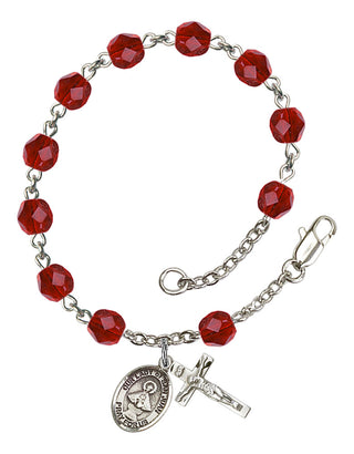 Our Lady of San Juan Engravable Rosary Bracelet with Ruby Beads
