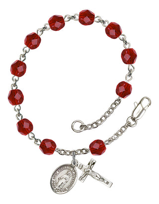 Saint Catherine of Alexandria Engravable Rosary Bracelet with Ruby Beads