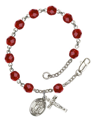 Saint Joachim Engravable Rosary Bracelet with Ruby Beads