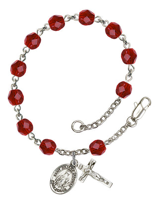 Saint Juliana of Cumae Engravable Rosary Bracelet with Ruby Beads