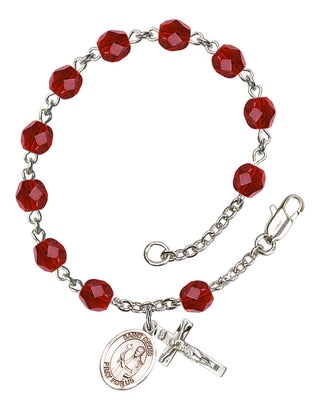 Saint Regis Engravable Rosary Bracelet with Ruby Beads