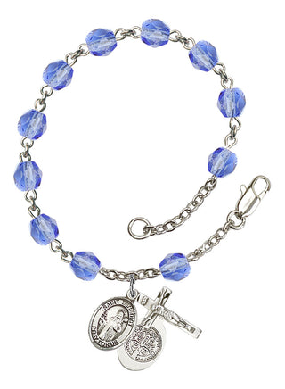 Saint Benedict Rosary Bracelet with Sapphire Beads