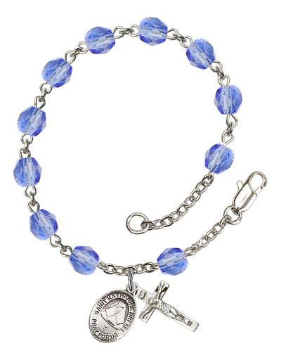 Saint Katharine Drexel Engravable Rosary Bracelet with Sapphire Beads