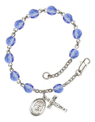 Saint Rita of Cascia Engravable Rosary Bracelet with Sapphire Beads