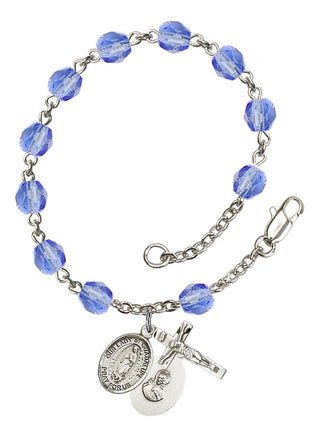 Our Lady of Guadalupe Engravable Rosary Bracelet with Sapphire Beads