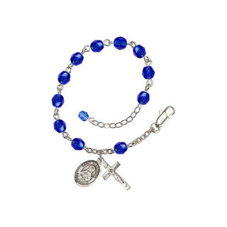 Saint Alexandra Engravable Rosary Bracelet with Sapphire Beads