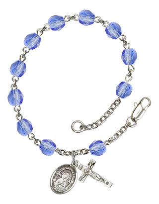 Our Lady of Perpetual Help Engravable Rosary Bracelet with Sapphire Beads