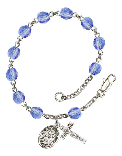 Saint Frances of Rome Engravable Rosary Bracelet with Sapphire Beads