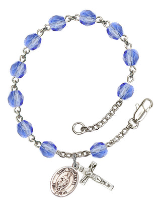Saint Nathanael Engravable Rosary Bracelet with Sapphire Beads
