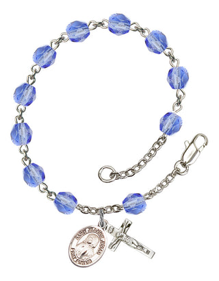 Saint Jeanne Jugan Engravable Rosary Bracelet with Sapphire Beads