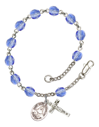 Saint Mary Mackillop Engravable Rosary Bracelet with Sapphire Beads