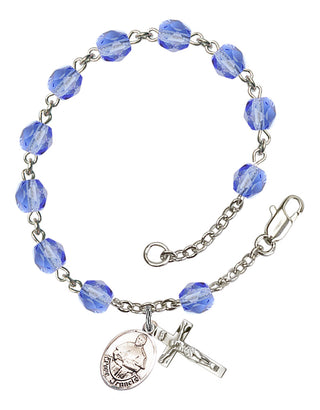 Pope Francis Rosary Bracelet with Sapphire Beads
