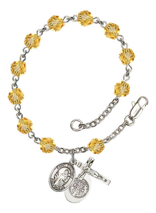 Saint Benedict Rosary Bracelet with Topaz Beads