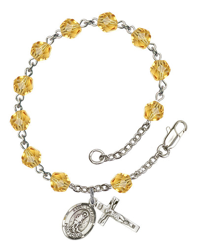 Saint Lazarus Engravable Rosary Bracelet with Topaz Beads