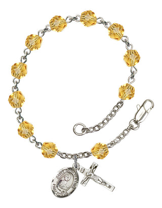 Saint Bonaventure Engravable Rosary Bracelet with Topaz Beads