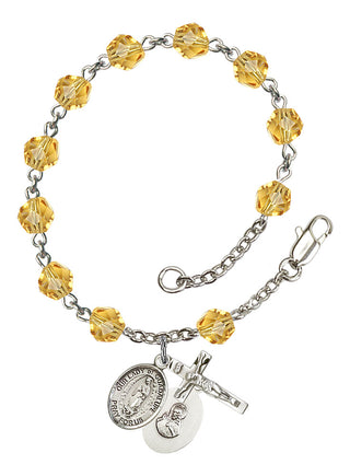 Our Lady of Guadalupe Engravable Rosary Bracelet with Topaz Beads