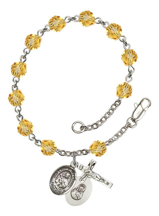 Our Lady of Mount Carmel Rosary Bracelet with Topaz Beads