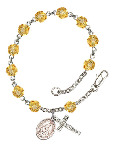 Saint Margaret of Scotland Engravable Rosary Bracelet with Topaz Beads