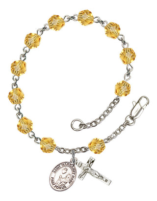 Saint Margaret Mary Alacoque Engravable Rosary Bracelet with Topaz Beads