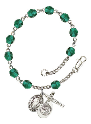 Saint Benedict Rosary Bracelet with Zircon Beads