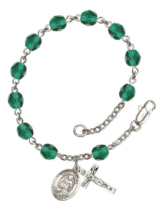 Saint Daniel Engravable Rosary Bracelet with Zircon Beads
