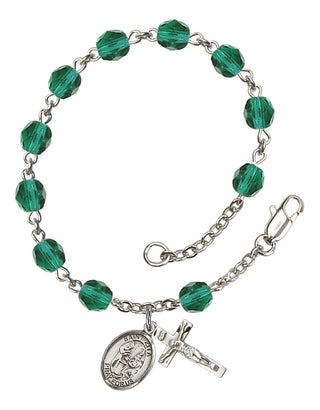 Saint Zita Engravable Rosary Bracelet with Zircon Beads