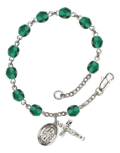 Saint Walter of Pontoise Engravable Rosary Bracelet with Zircon Beads