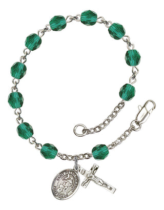 Saint Peter Nolasco Engravable Rosary Bracelet with Zircon Beads