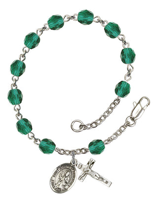 Saint Joseph of Arimathea Engravable Rosary Bracelet with Zircon Beads