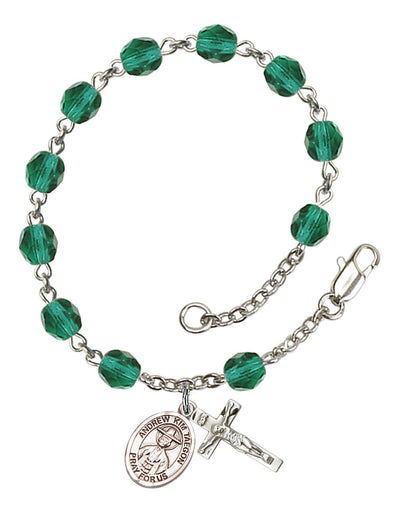Saint Andrew Kim Taegon Engravable Rosary Bracelet with Zircon Beads