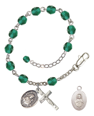 Adjustable Silver Plated 6mm Fire Polished Our Lady of Czestochowa Rosary Bracelet in Zircon