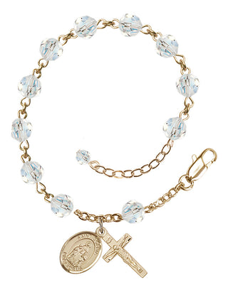 14kt Gold-Filled 6mm Austrian Crystal Saint Sophia Rosary Bracelet in Crystal Engraved Catholic Saint Jewelry