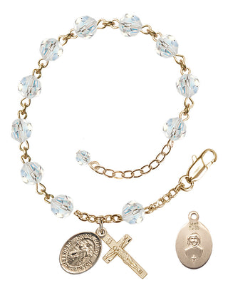 Adjustable 14 Karat Gold-Filled 6mm Austrian Crystal Divine Mercy Rosary Bracelet in Crystal