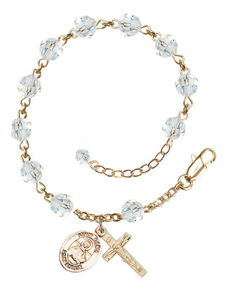 14kt Gold-Filled 6mm Austrian Crystal Saint Daria Rosary Bracelet in Crystal Engraved Catholic Saint Jewelry