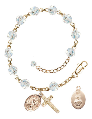 Adjustable 14 Karat Gold-Filled 6mm Austrian Crystal Our Lady of Czestochowa Rosary Bracelet in Crystal